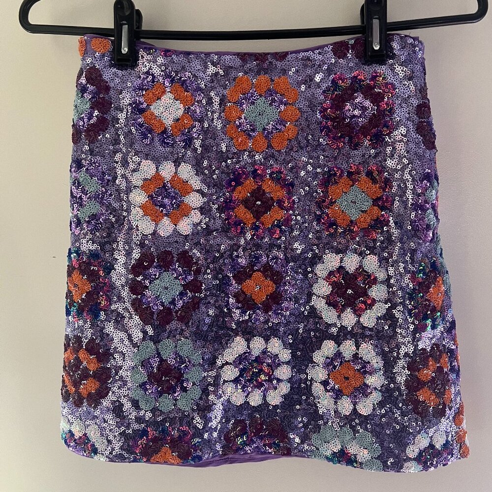 *NWT* Nasty Gal Premium 70s Floral Sequin Mini Skirt - Size 0